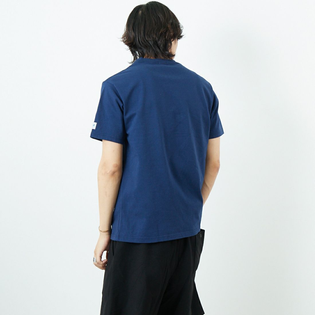 The Endless Summer [エンドレスサマー] TES BUHIテーププリントTシャツ [FT-25574311] 60 NAVY &&モデル身長：179cm 着用サイズ：M&&