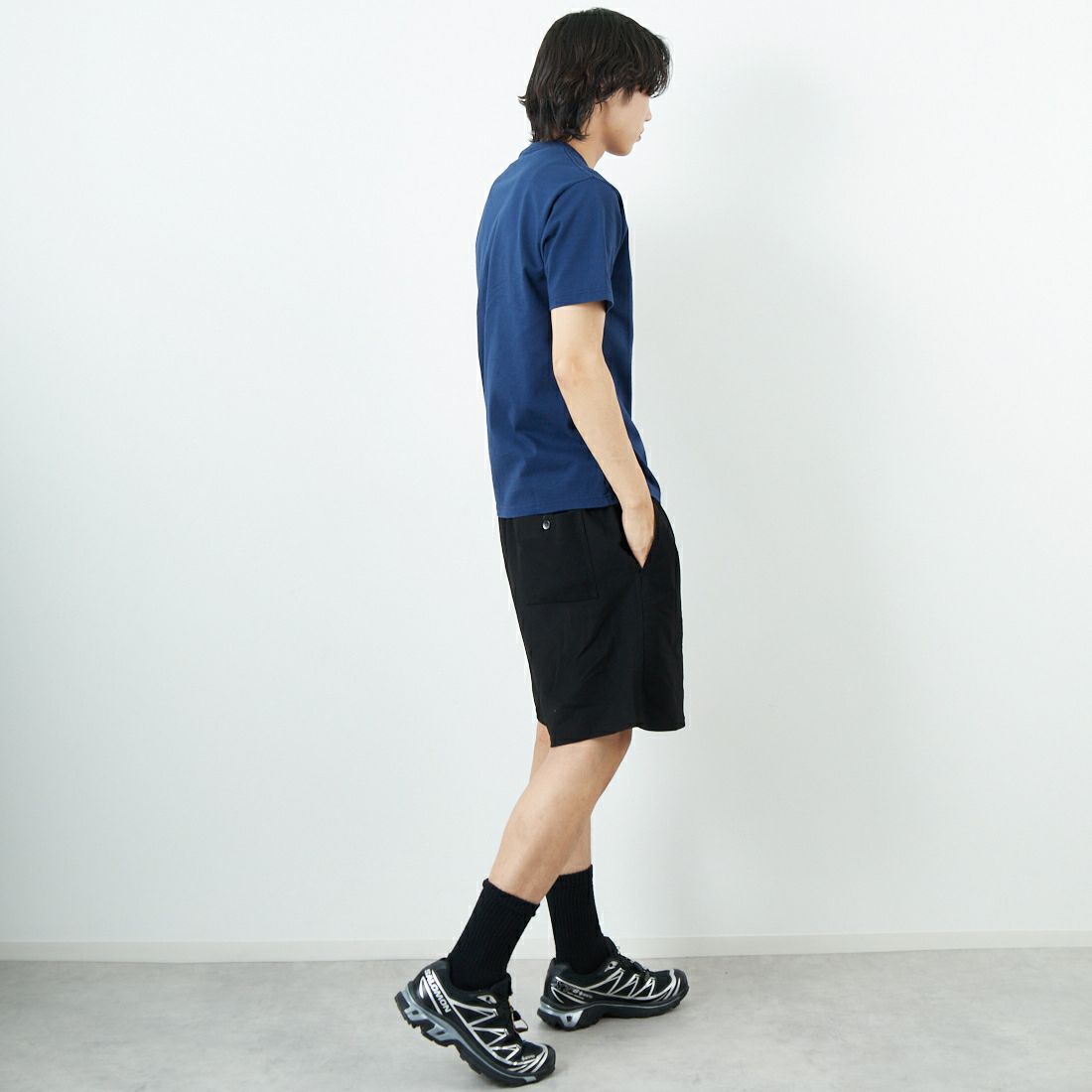 The Endless Summer [エンドレスサマー] TES BUHIテーププリントTシャツ [FT-25574311] 60 NAVY &&モデル身長：179cm 着用サイズ：M&&