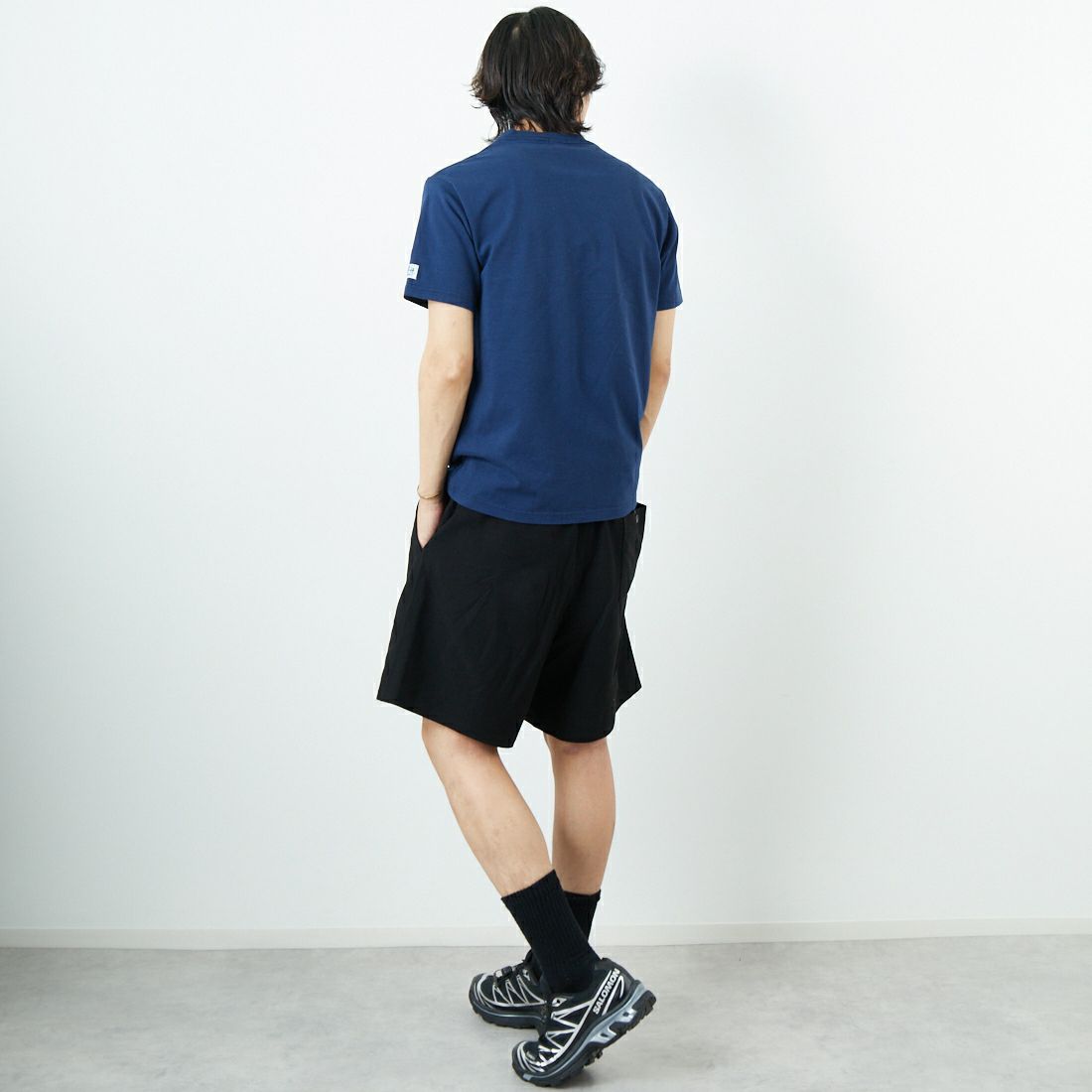 The Endless Summer [エンドレスサマー] TES BUHIテーププリントTシャツ [FT-25574311] 60 NAVY &&モデル身長：179cm 着用サイズ：M&&