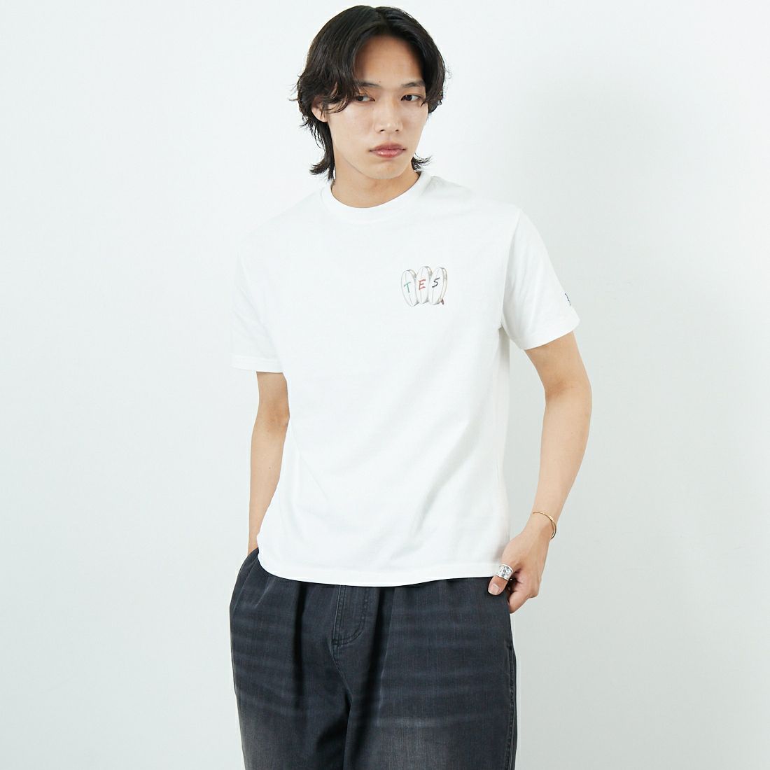 The Endless Summer [エンドレスサマー] YAKUMAN ショートスリーブTシャツ [FH-25574341] 07 WHITE &&モデル身長：179cm 着用サイズ：M&&