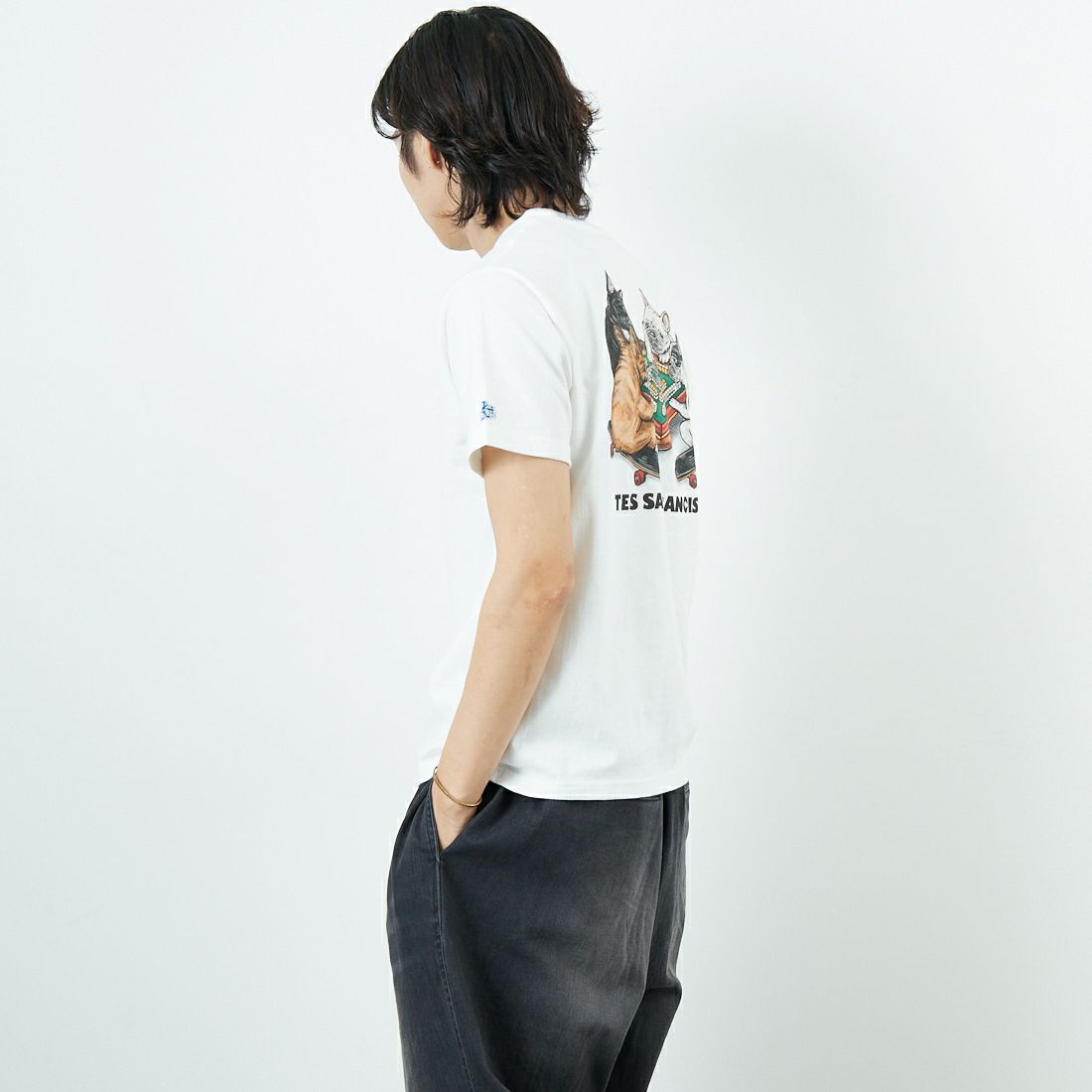 The Endless Summer [エンドレスサマー] YAKUMAN ショートスリーブTシャツ [FH-25574341] 07 WHITE &&モデル身長：179cm 着用サイズ：M&&