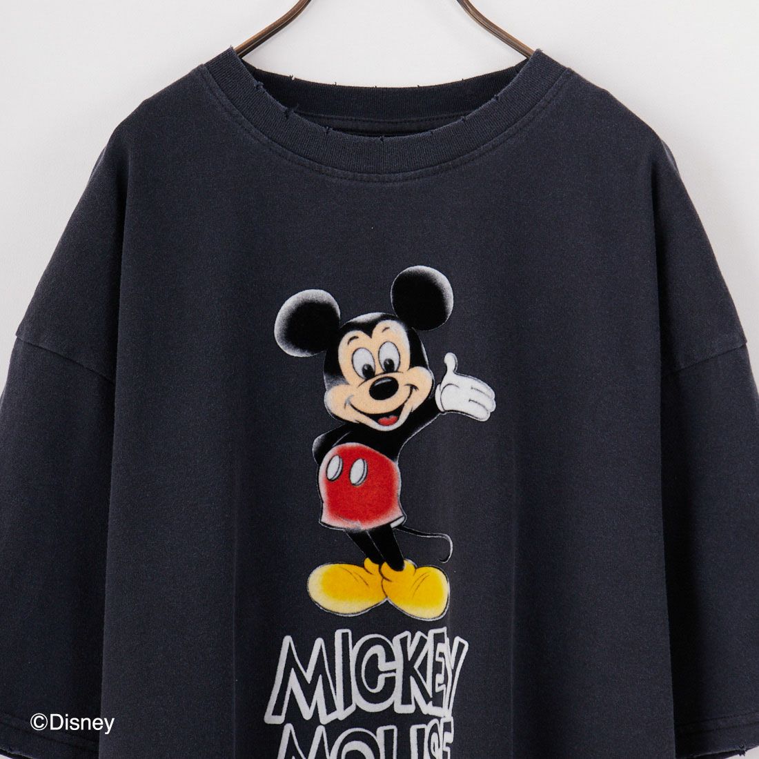 Jeans Factory Clothes [ジーンズファクトリークローズ] MICKEY MOUSE / ダメージキャラクターTシャツ [JFC-252-048] BLACK