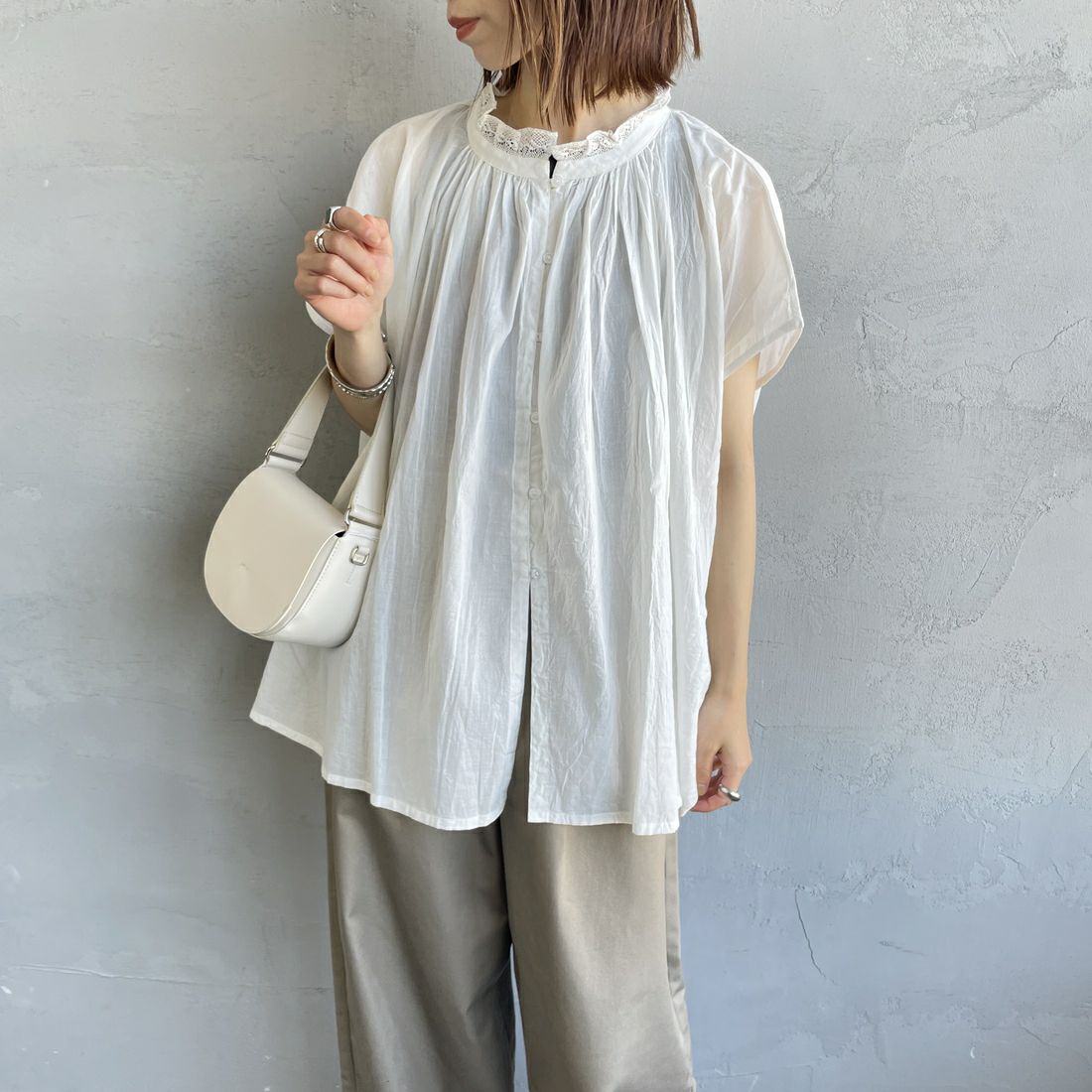 9100 WHT&&モデル身長：158cm 着用サイズ：2&&