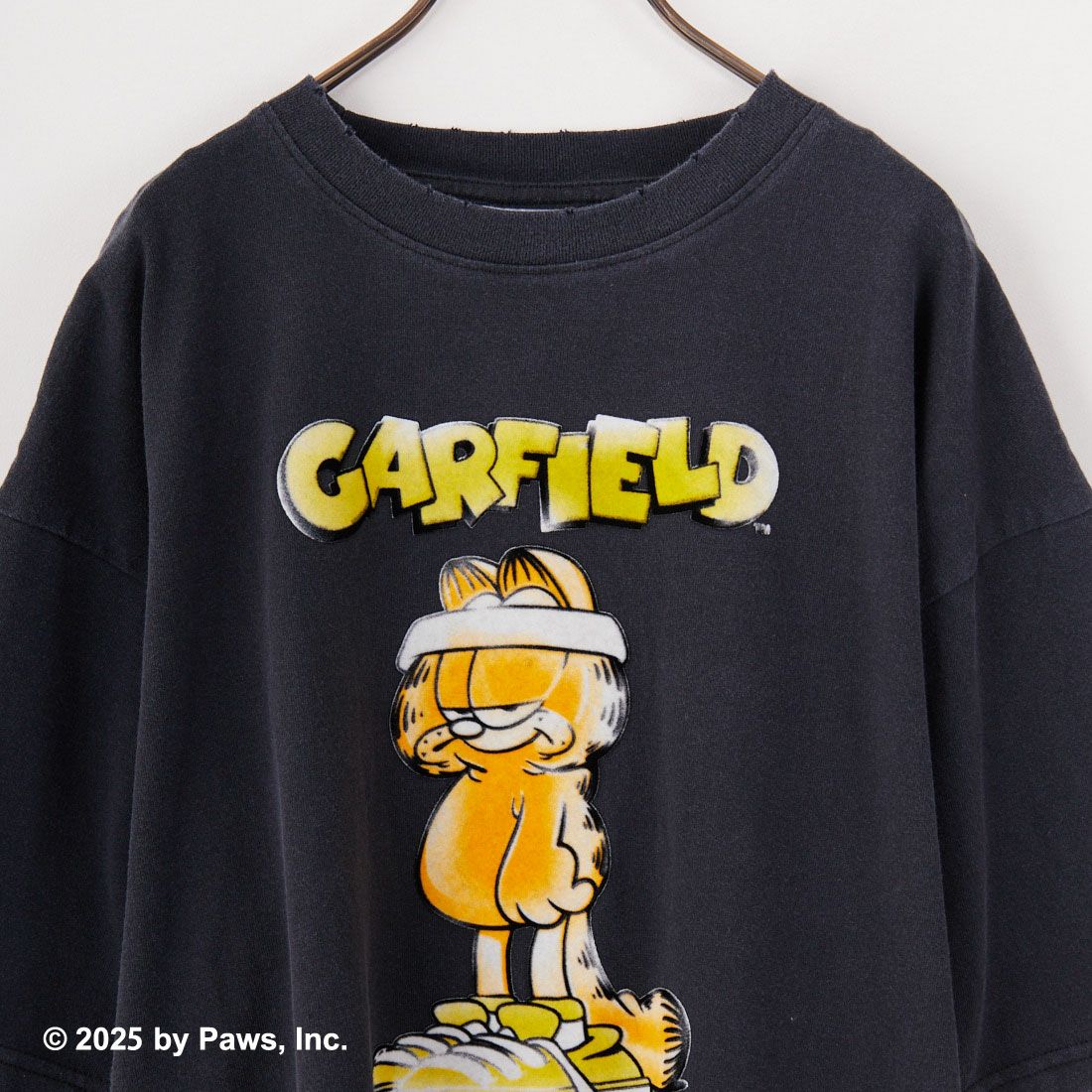 Jeans Factory Clothes [ジーンズファクトリークローズ] GARFILED ダメージキャラクターTシャツ [JFC-252-050] BLACK