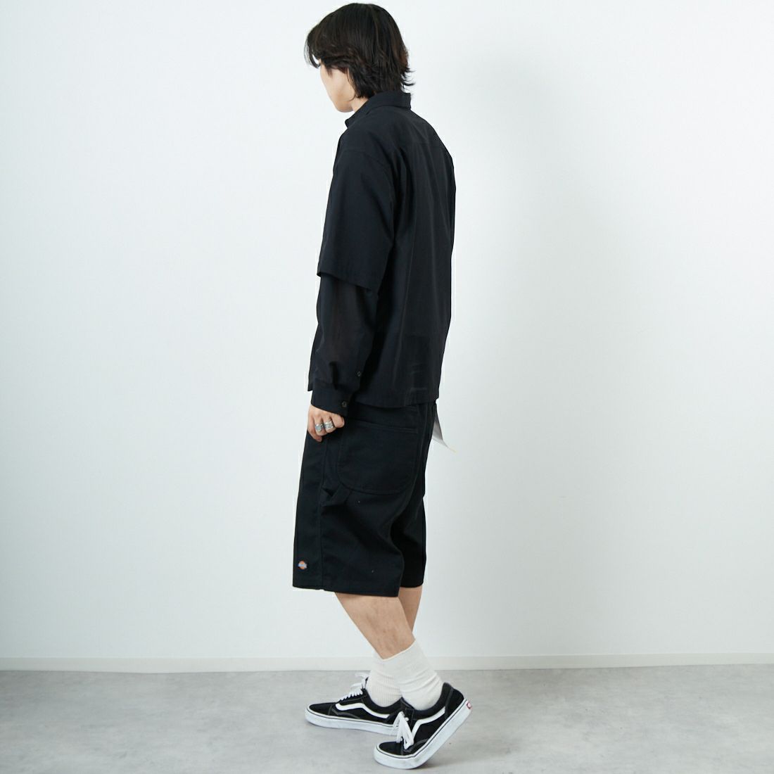 SEDAN ALL-PURPOSE [セダン オールパーパス] Dickies カーペンターワイドショーツ [SD25S-PT09] BLACK &&モデル身長：179cm 着用サイズ：L&&