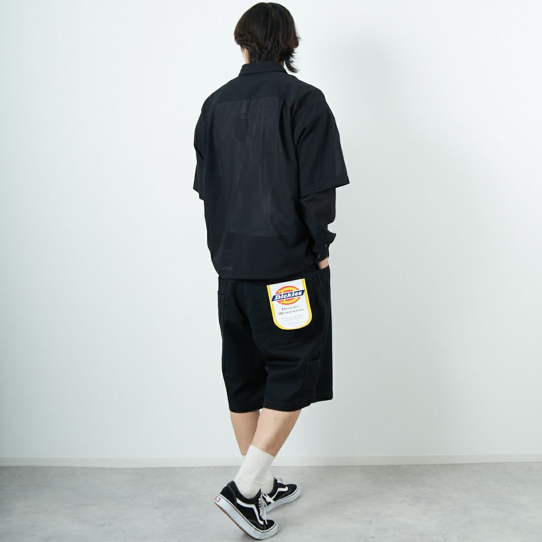 SEDAN ALL-PURPOSE [セダン オールパーパス] Dickies カーペンターワイドショーツ [SD25S-PT09] BLACK &&モデル身長：179cm 着用サイズ：L&&