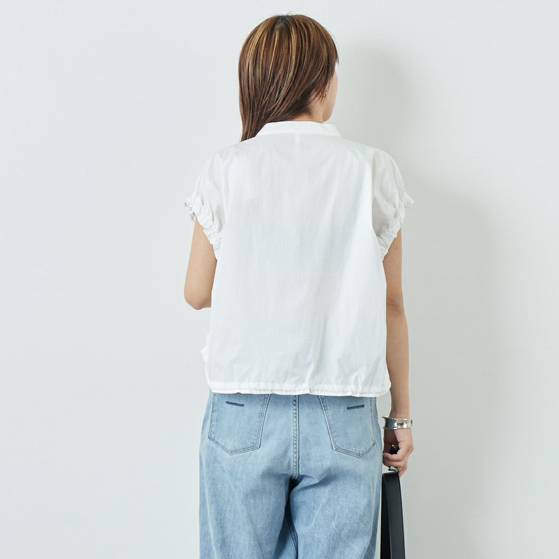 DIGNITE COLLIER [ディニテコリエ] ショートスナップブラウス [80255250] 031 ｵﾌﾎﾜｲﾄ &&モデル身長：167cm 着用サイズ：F&&