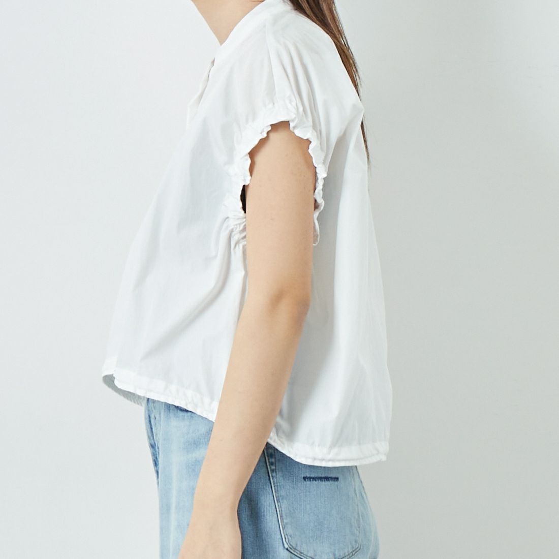 DIGNITE COLLIER [ディニテコリエ] ショートスナップブラウス [80255250] 031 ｵﾌﾎﾜｲﾄ &&モデル身長：167cm 着用サイズ：F&&