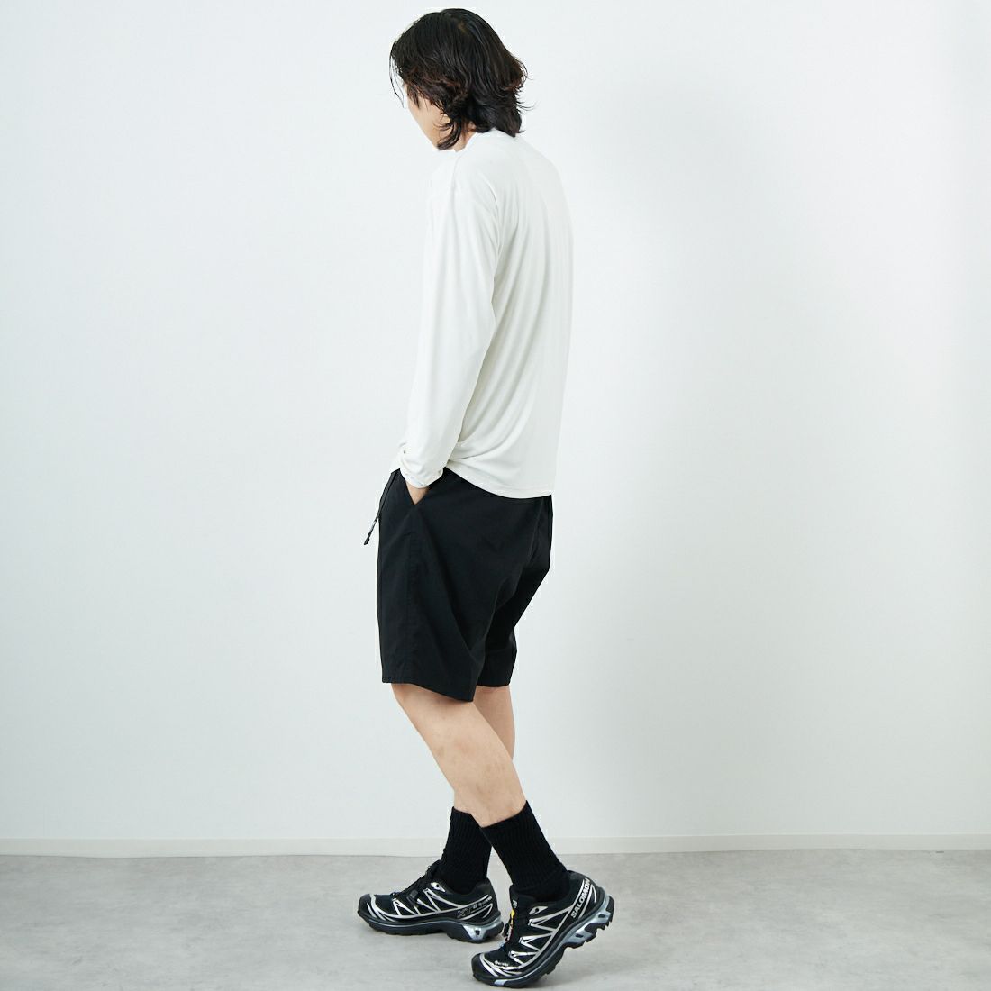 THE NORTH FACE [ザ ノースフェイス] ロングスリーブウォータースムースTシャツ [NT12432] WD &&モデル身長：179cm 着用サイズ：M&&