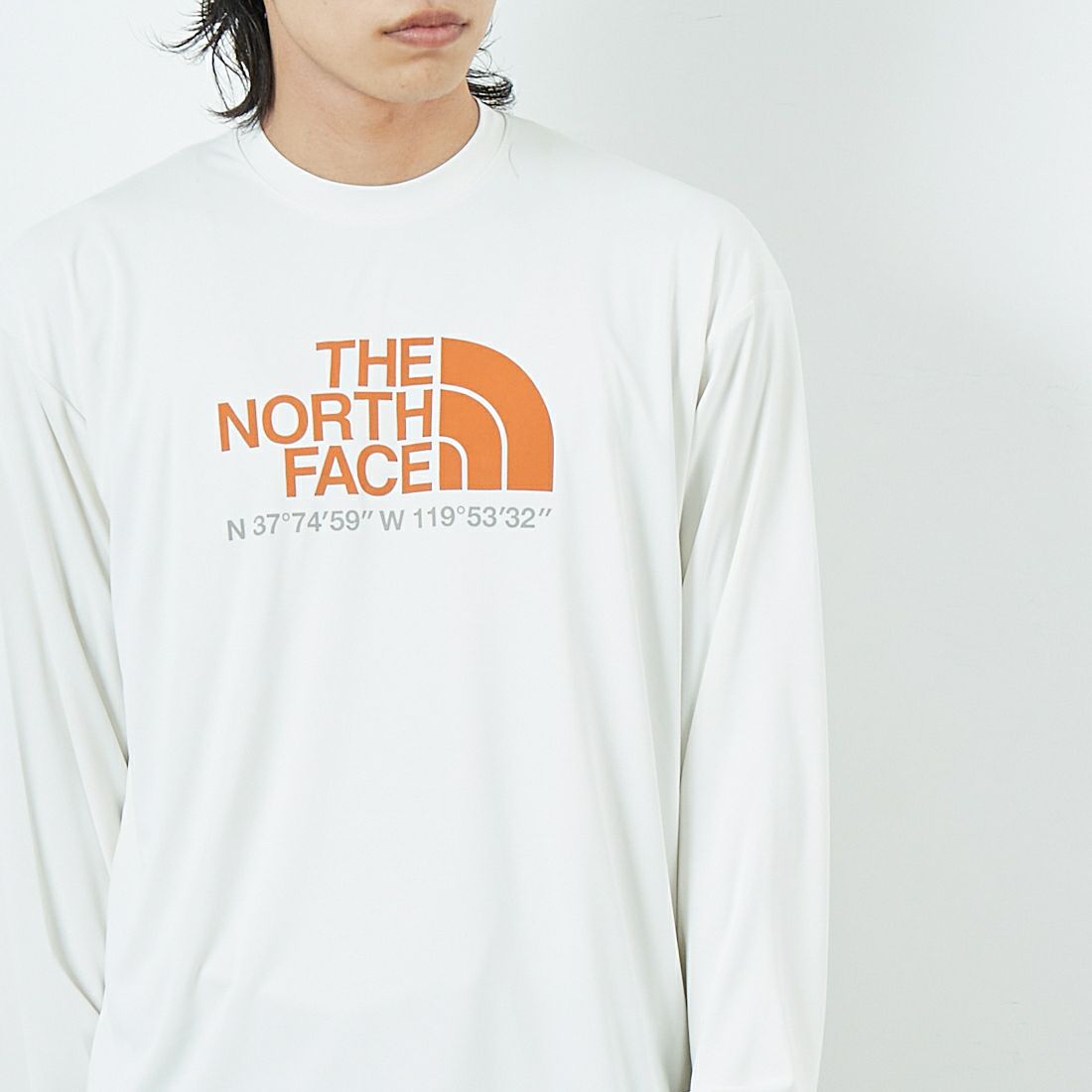 THE NORTH FACE [ザ ノースフェイス] ロングスリーブウォータースムースTシャツ [NT12432] WD &&モデル身長：179cm 着用サイズ：M&&