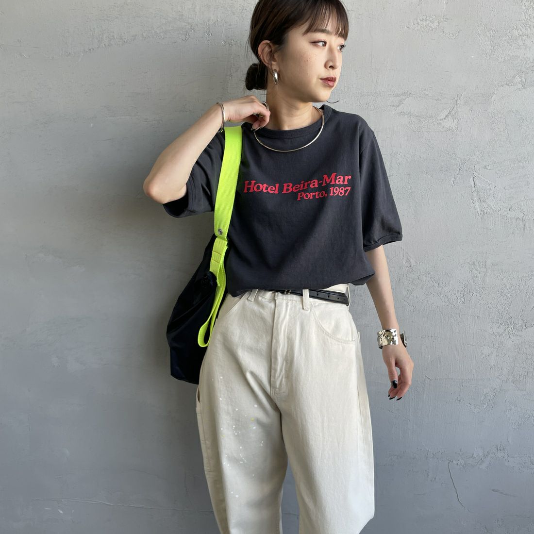 THE SHINZONE [ザ シンゾーン] HOTEL Beira-Mar Tシャツ [25MMSCU05] 05 C.GRAY &&モデル身長：150cm 着用サイズ：F0&&
