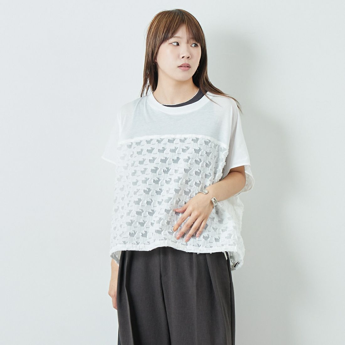 02 WHITE&&モデル身長：167cm 着用サイズ：36&&