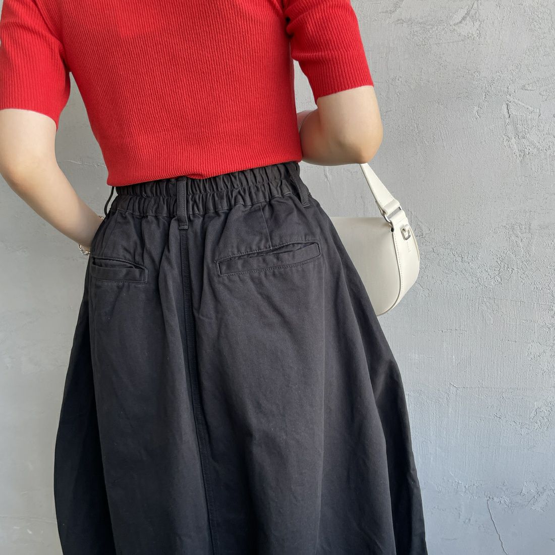 HARVESTY [ハーベスティ] チノサーカススカート [A22503] 19 BLACK &&モデル身長：160cm 着用サイズ：1&&