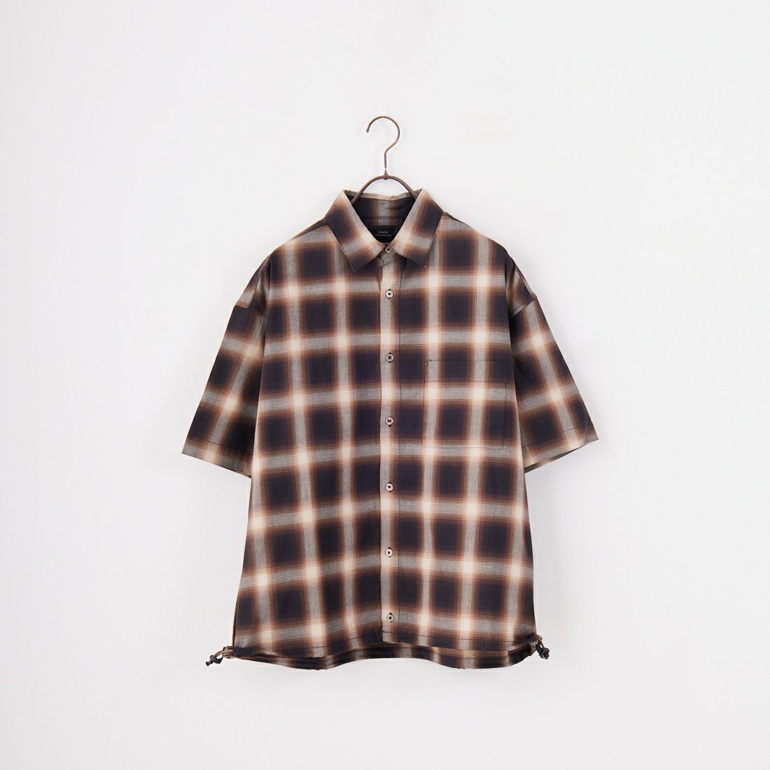 SLICK [スリック] オンブレチェックドローストリングシャツ [5220105] 500 BROWN