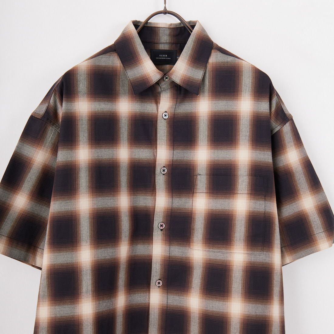 SLICK [スリック] オンブレチェックドローストリングシャツ [5220105] 500 BROWN