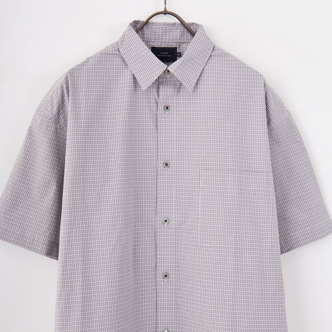 SLICK [スリック] ミニチェックドローストリングシャツ [5220104] 740 L.GRAY