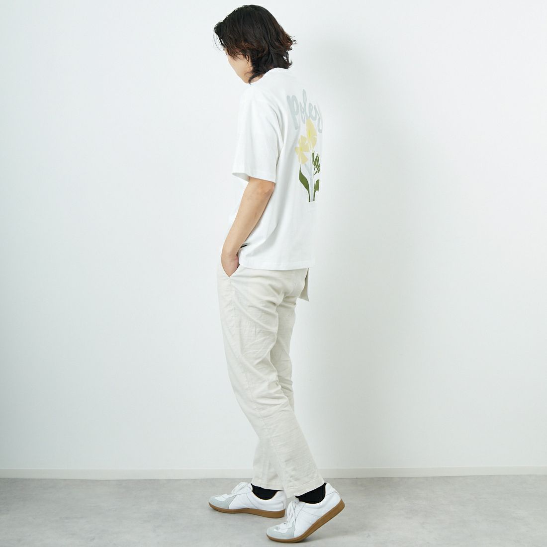 Betty Smith [ベティスミス] バニランストレッチイージートラウザー [BAM-521] 68 IVORY &&モデル身長：179cm 着用サイズ：L&&