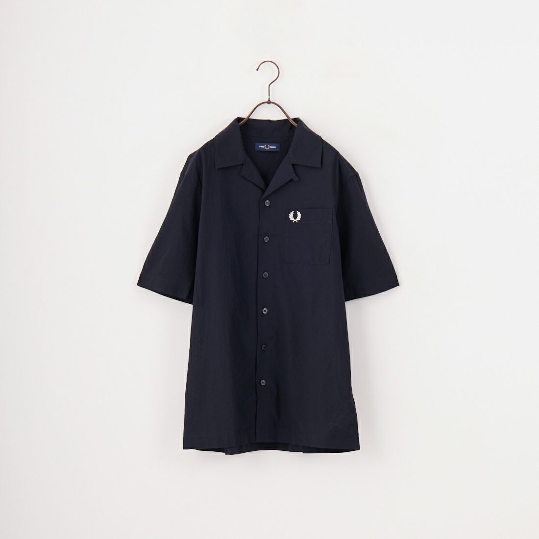 FRED PERFRED PERRY [フレッドペリー] クレープコットン ショートスリーブオープンカラーシャツ [M7762] X90 PUTTYRY [フレッドペリー] クレープコットン ショートスリーブオープンカラーシャツ [M7762] 795 NAVY