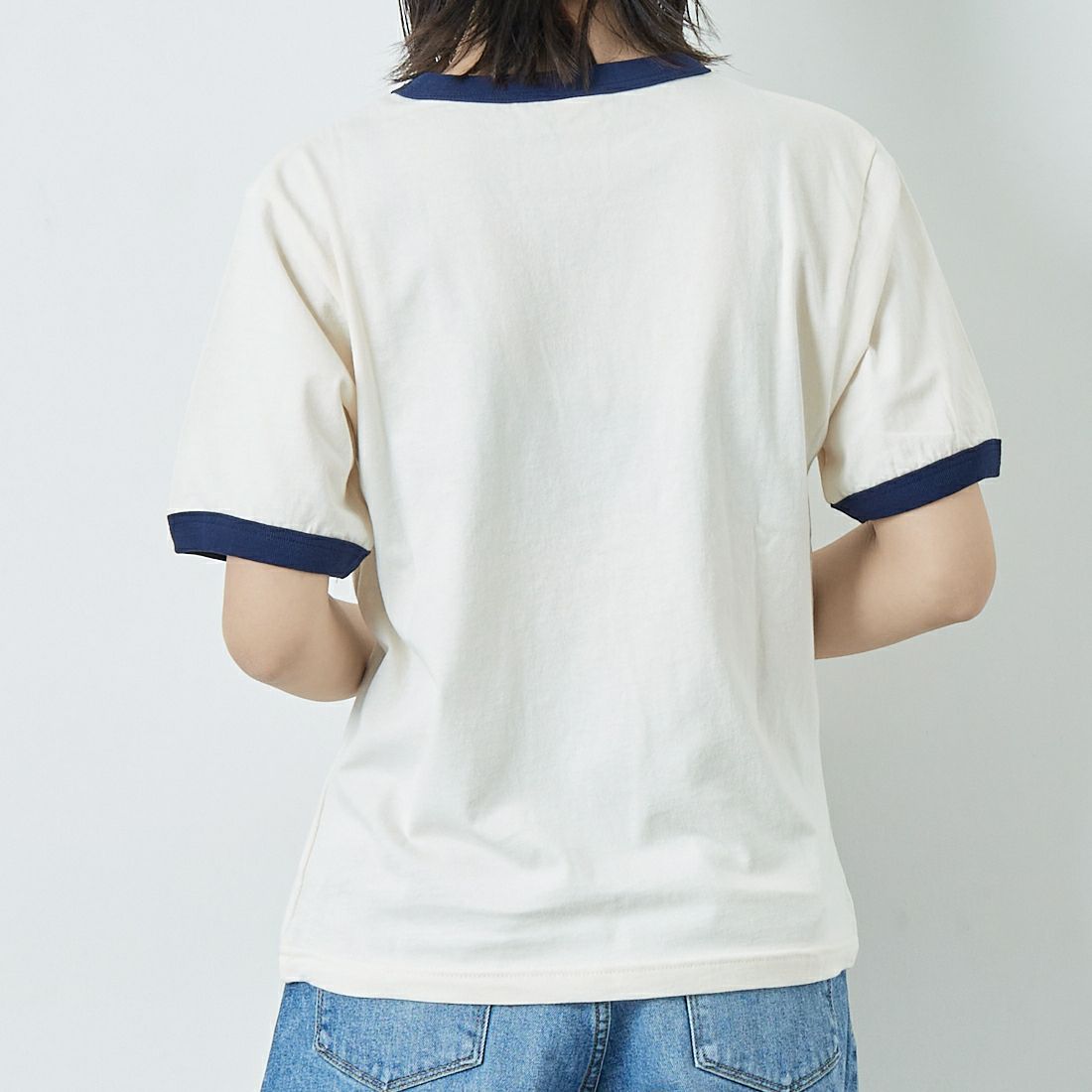 SCREEN STARS [スクリーンスターズ] 別注 プリントリンガーTシャツ [2522-205IN-JF] OFF WHITE &&モデル身長：167cm 着用サイズ：F&&