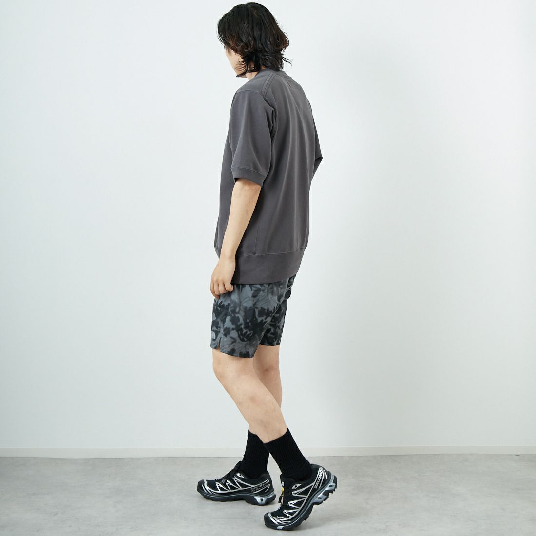 THE NORTH FACE PURPLE LABEL [ザ ノースフェイス パープルレーベル] 11オンスフィールドショートスリーブスウェット [N25SH042] AH AHGRAY &&モデル身長：179cm 着用サイズ：M&&