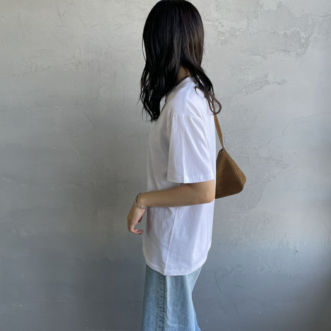FRUIT OF THE LOOM [フルーツ オブ ザ ルーム] × 中津川吾郎(MIN-NANO) 別注2パックTシャツ [81256900-JF] WHT/WHT &&モデル身長：160cm 着用サイズ：S&&