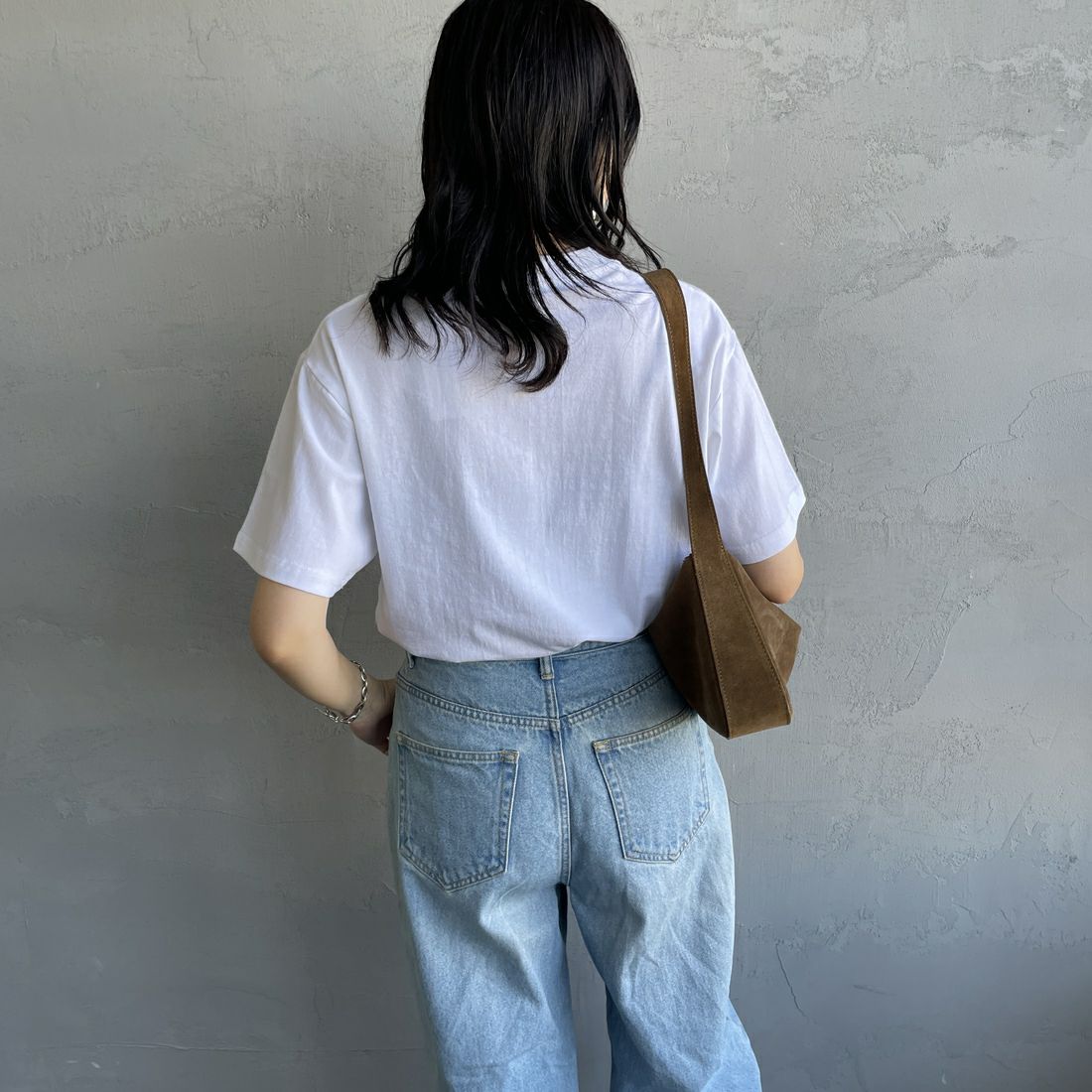 FRUIT OF THE LOOM [フルーツ オブ ザ ルーム] × 中津川吾郎(MIN-NANO) 別注2パックTシャツ [81256900-JF] WHT/WHT &&モデル身長：160cm 着用サイズ：S&&