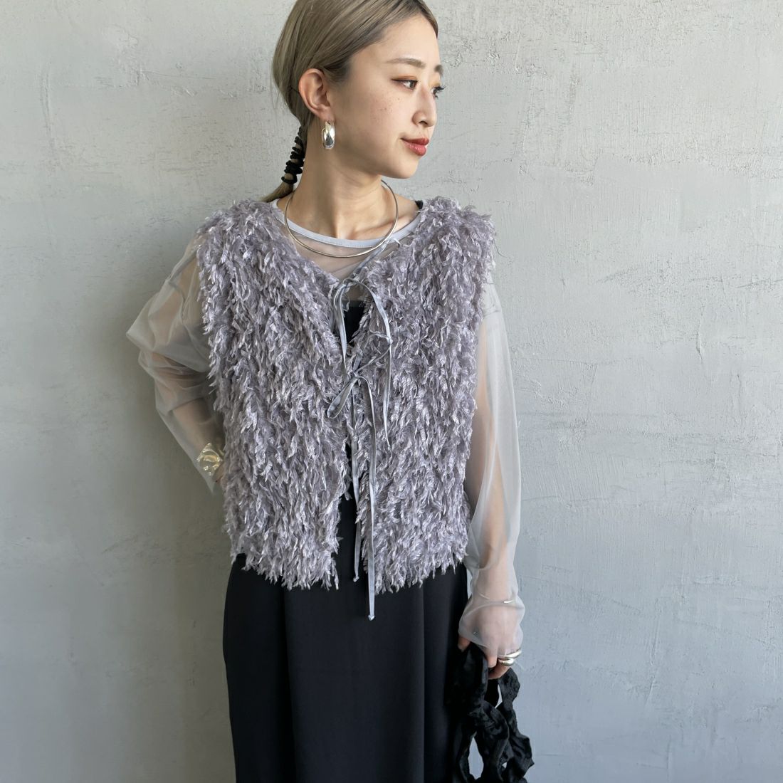 07 GRAY&&モデル身長：150cm 着用サイズ：F&&