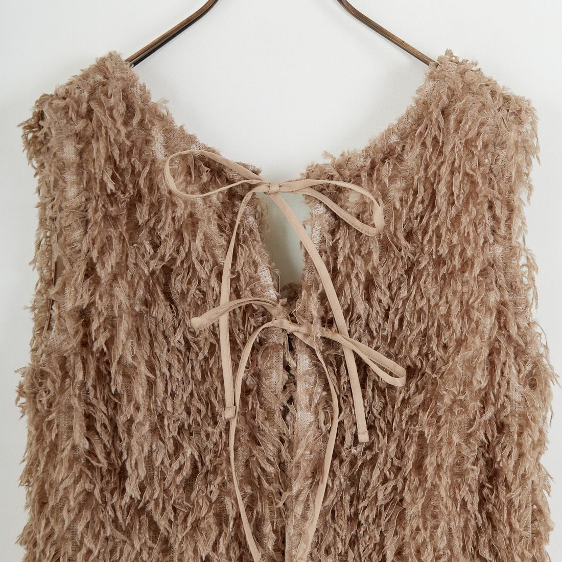 nenom [ネノム] 前後2WAY フェザーフリンジショートベスト [NE24132007] 26 MOCHA