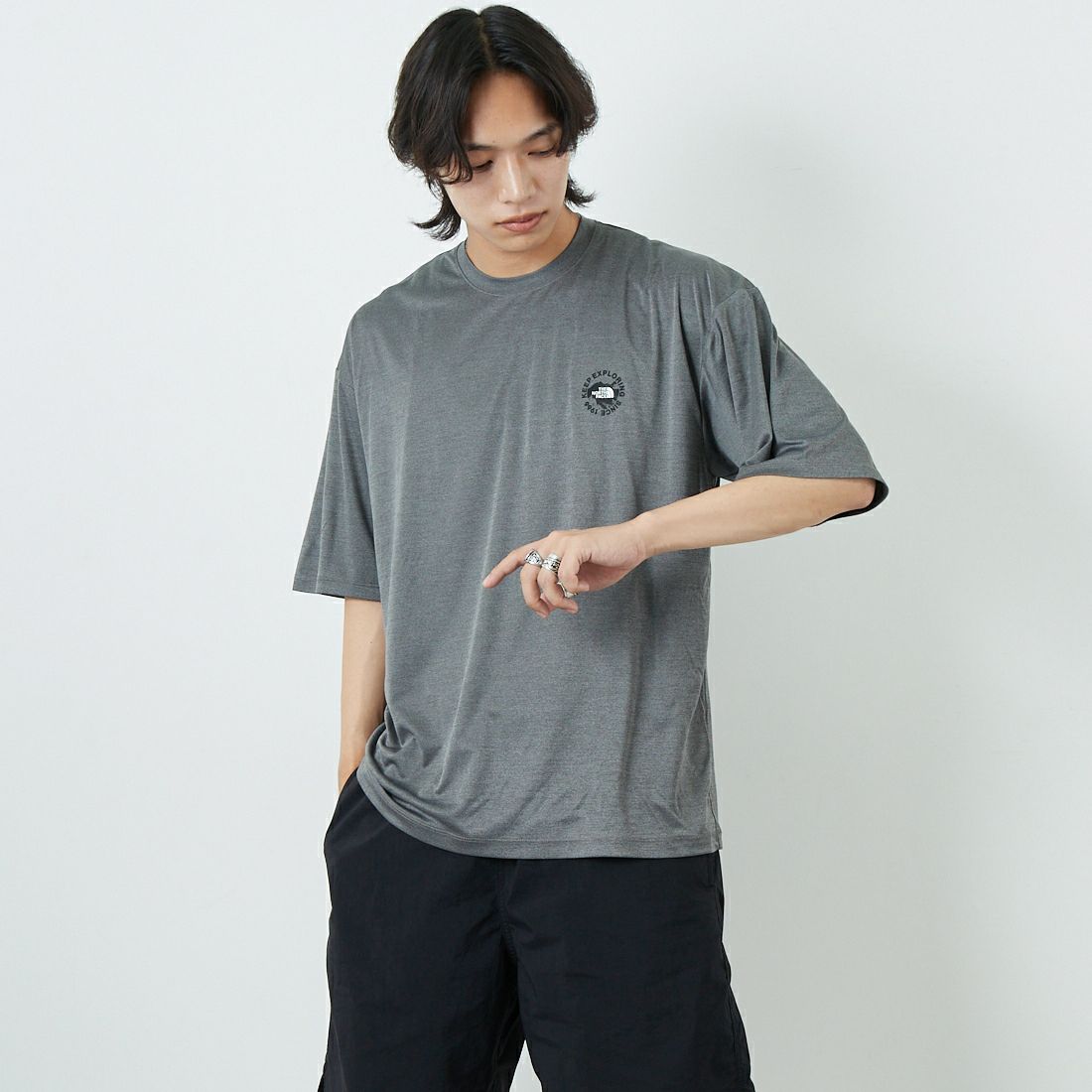 THE NORTH FACE [ザ ノースフェイス] ショートスリーブウォータースムースTシャツ [NT12431] Z &&モデル身長：179cm 着用サイズ：XL&&