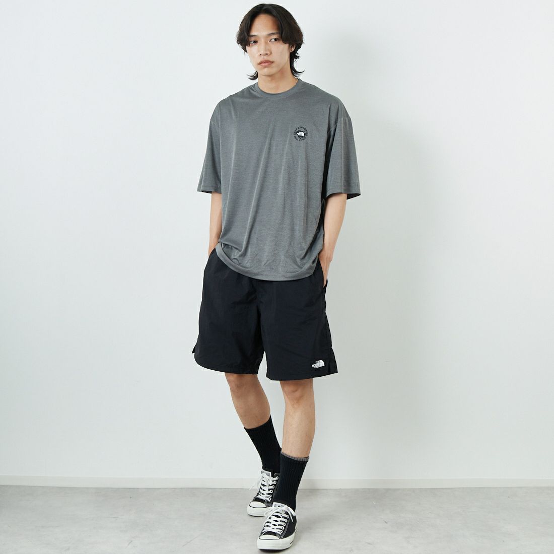 THE NORTH FACE [ザ ノースフェイス] ショートスリーブウォータースムースTシャツ [NT12431] Z &&モデル身長：179cm 着用サイズ：XL&&