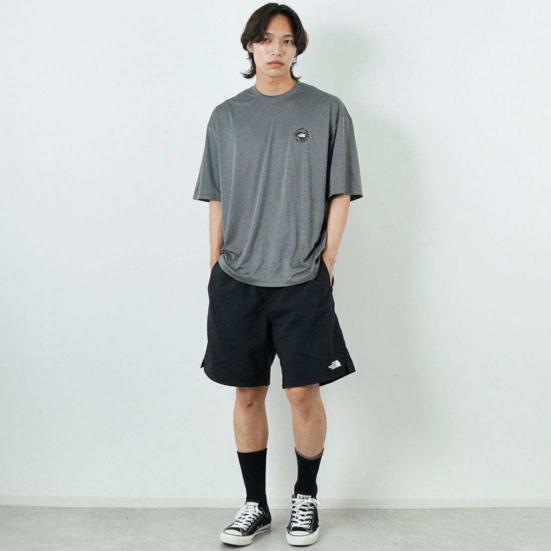 THE NORTH FACE [ザ ノースフェイス] ショートスリーブウォータースムースTシャツ [NT12431] Z &&モデル身長：179cm 着用サイズ：XL&&