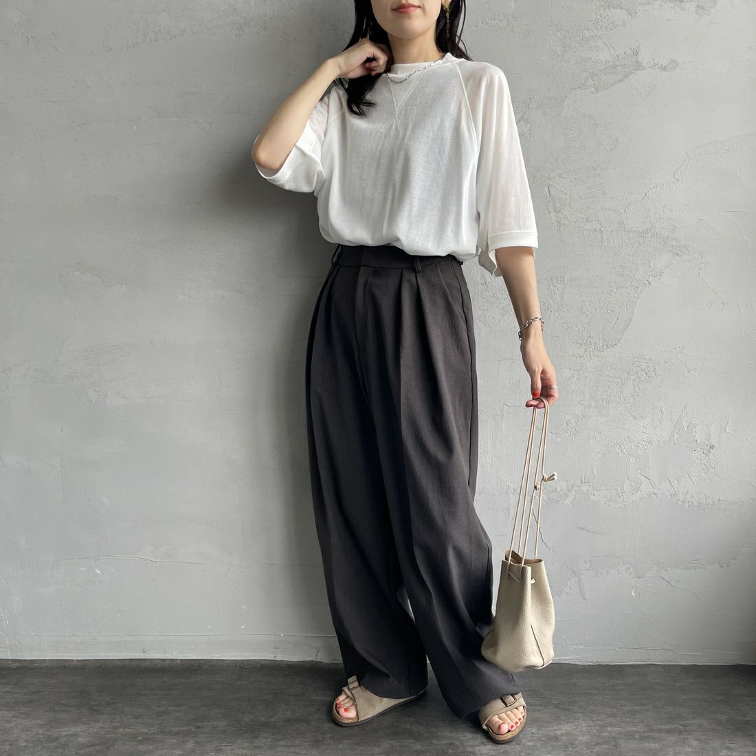THE SHINZONE [ザ シンゾーン] シアーハーフスリーブスウェット [25MMSCU08] 01 WHITE