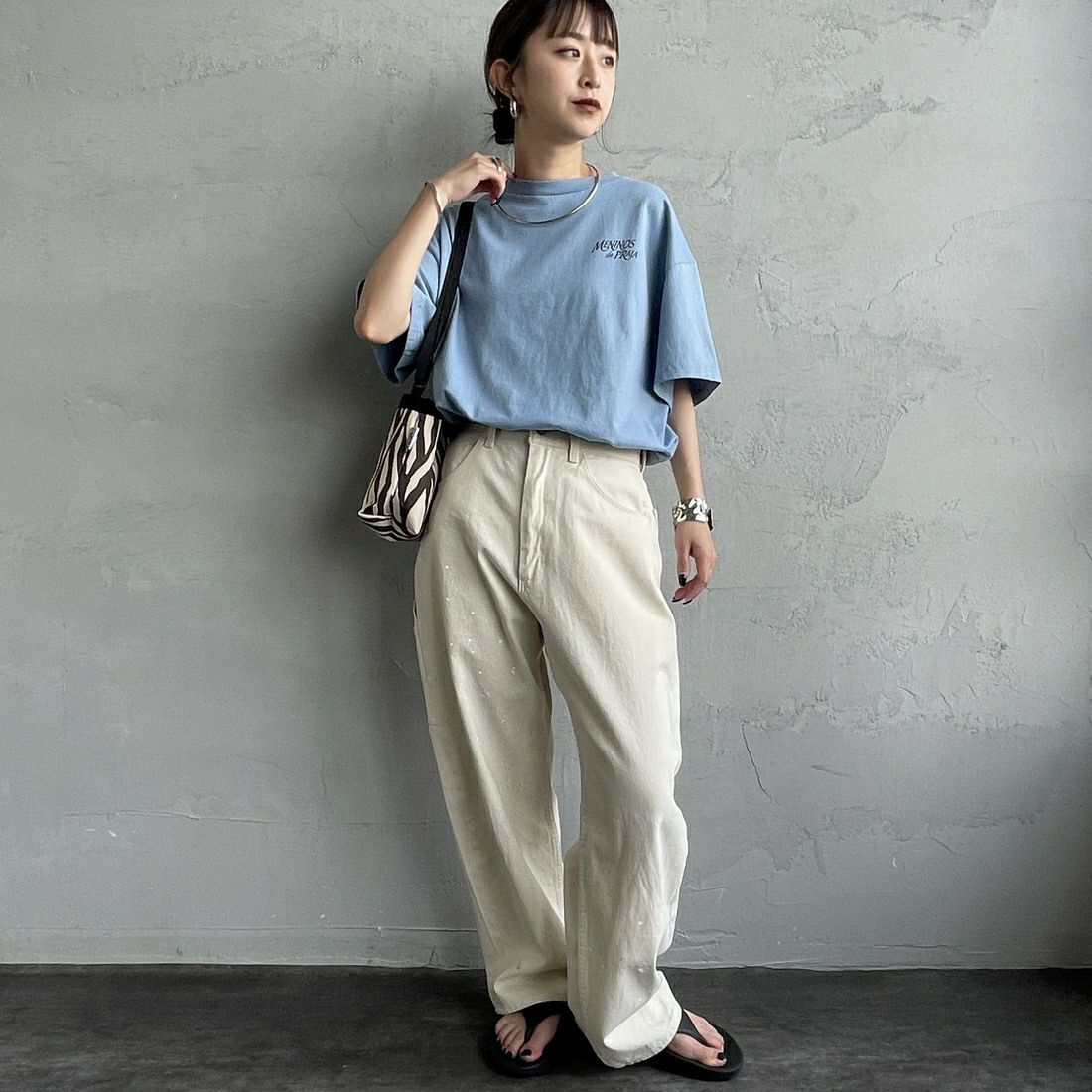 THE SHINZONE [ザ シンゾーン] MENINOS da PRAIA Tシャツ [25MMSCU04] 81 LIGHT B &&モデル身長：150cm 着用サイズ：F0&&