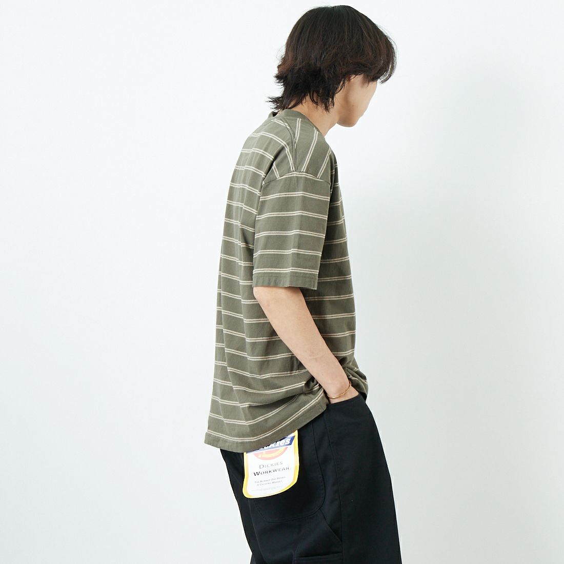 SEDAN ALL-PURPOSE [セダン オールパーパス] ショートスリーブボーダーTシャツ [SD25S-CT07] OLV/KHK &&モデル身長：179cm 着用サイズ：L&&