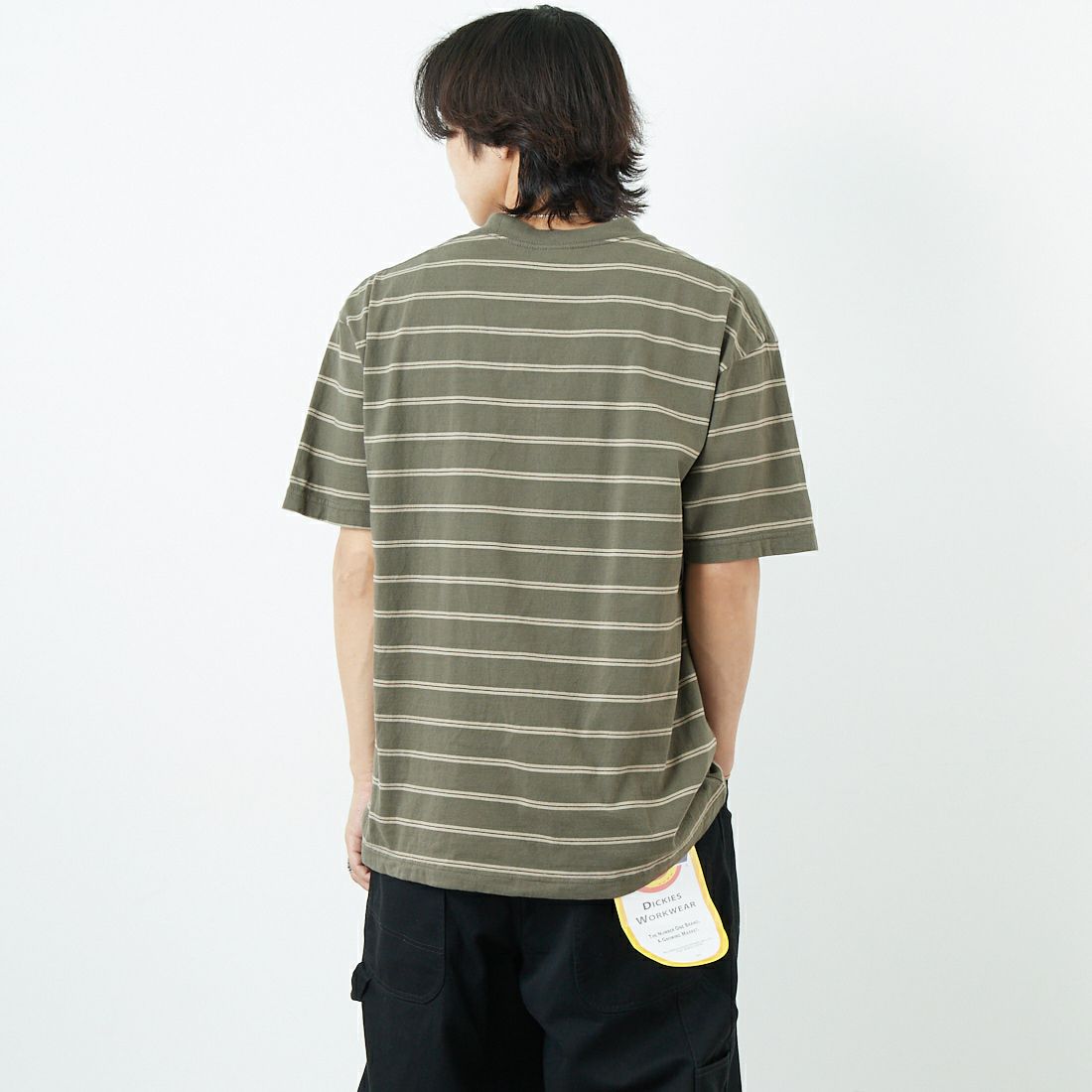 SEDAN ALL-PURPOSE [セダン オールパーパス] ショートスリーブボーダーTシャツ [SD25S-CT07] OLV/KHK &&モデル身長：179cm 着用サイズ：L&&