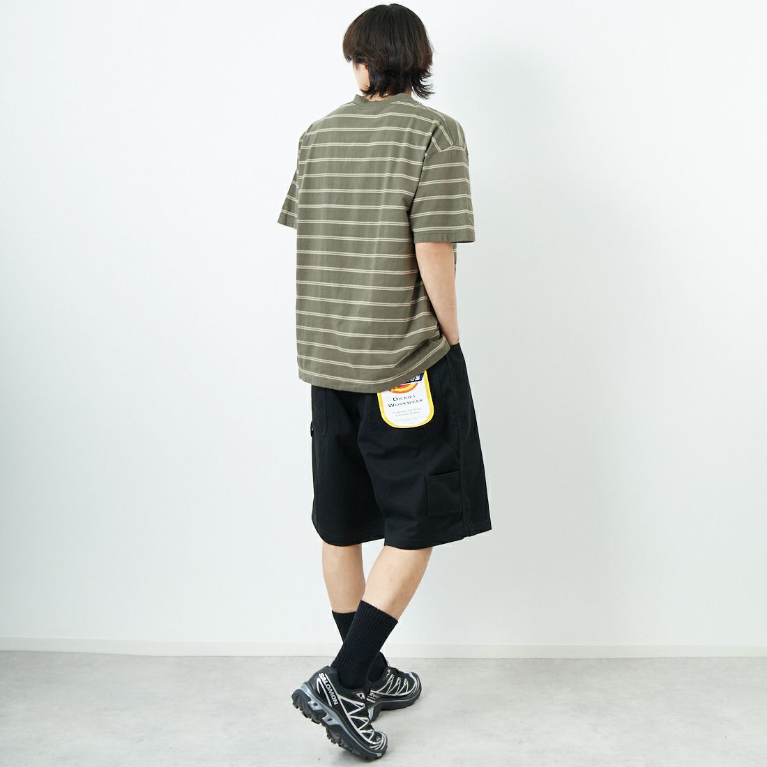 SEDAN ALL-PURPOSE [セダン オールパーパス] ショートスリーブボーダーTシャツ [SD25S-CT07] OLV/KHK &&モデル身長：179cm 着用サイズ：L&&