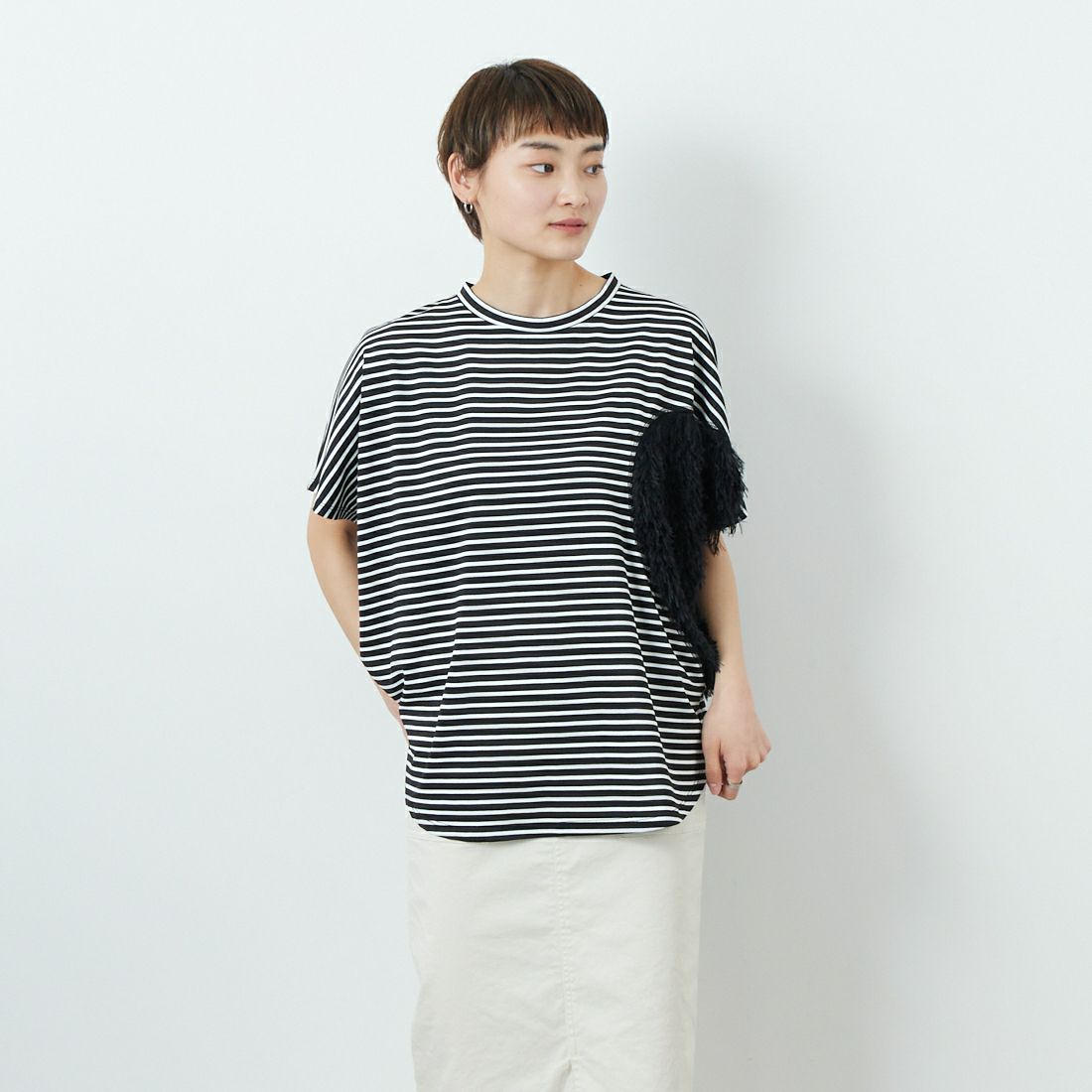 MRGAUX VINTAGE＞ボーダー柄ハートフリンジTシャツ♡2025 | s.cute