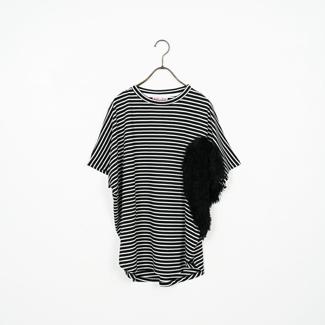 Margaux vintage [マルゴーヴィンテージ] ハートフリンジボーダーTシャツ [MHP-CT-001] BK OFF/BLK
