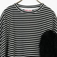タグ付き新品★マルゴーヴィンテージ★　ハートフリンジTシャツ　ボーダー 20%OFF] ＜MRGAUX VINTAGE＞ボーダー柄ハートフリンジTシャツ