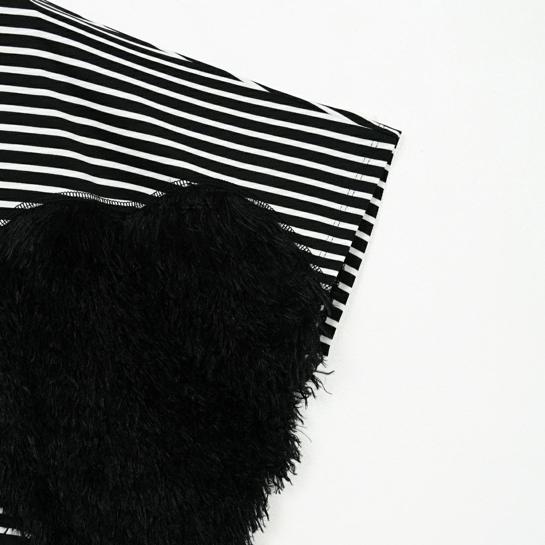 Margaux vintage [マルゴーヴィンテージ] ハートフリンジボーダーTシャツ [MHP-CT-001] BK OFF/BLK