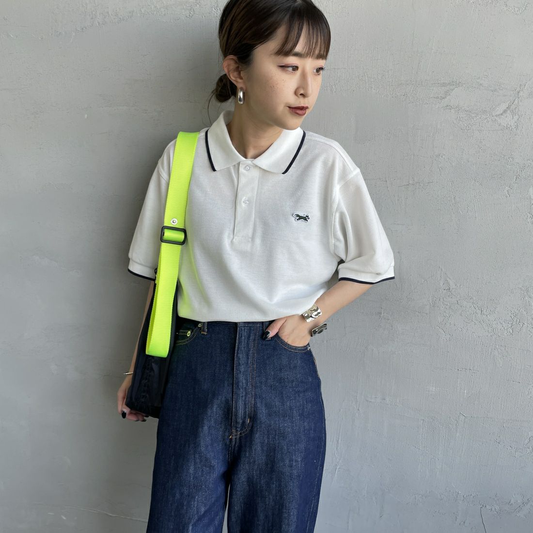WHT/NVY&&モデル身長：150cm 着用サイズ：S&&