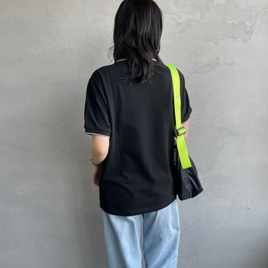 THE FOX [ザフォックス] 別注 ワンポイントロゴ ティップラインポロシャツ [JFU25SS-09-JF] BLK/BEG	 &&モデル身長：160cm 着用サイズ：S&&