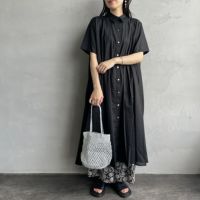 mizuiro ind [ミズイロインド] ハーフスリーブフレアシャツワンピース