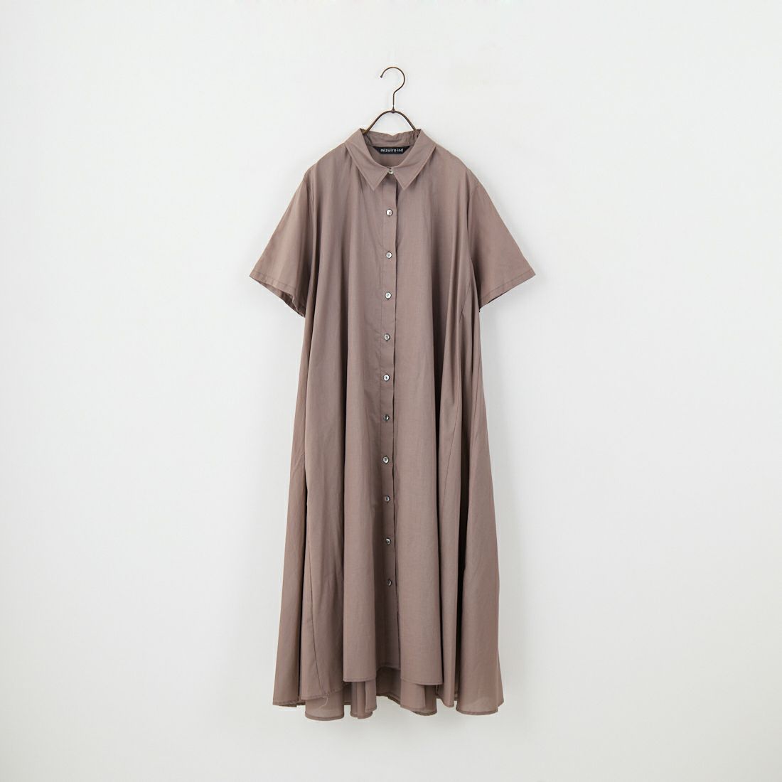 mizuiro ind [ミズイロインド] ハーフスリーブフレアシャツワンピース