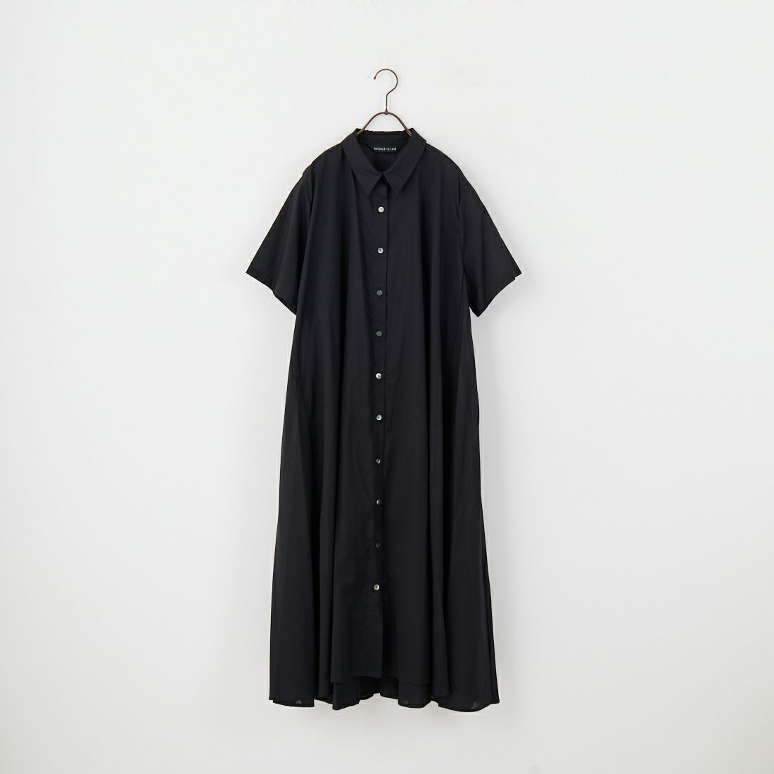 mizuiro ind [ミズイロインド] ハーフスリーブフレアシャツワンピース [2-250085] 99 BLACK