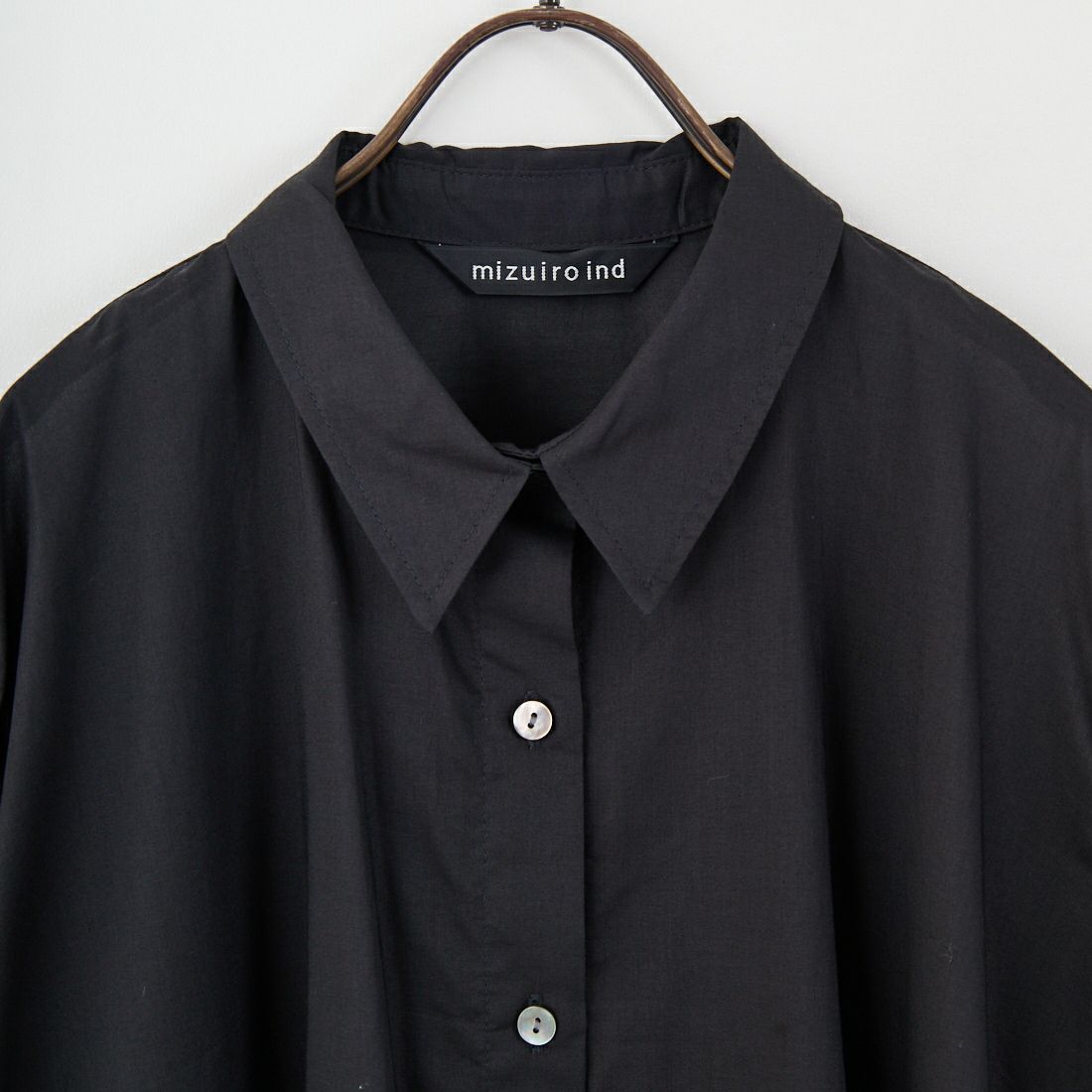mizuiro ind [ミズイロインド] ハーフスリーブフレアシャツワンピース [2-250085] 99 BLACK