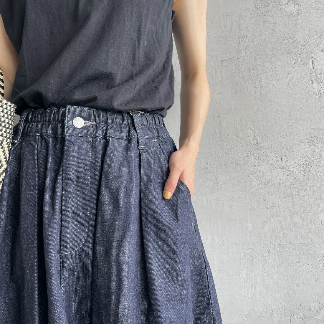 HARVESTY [ハーベスティ] デニムサーカススカート [A22504] 98 ONE-WAS &&モデル身長：158cm 着用サイズ：0&&
