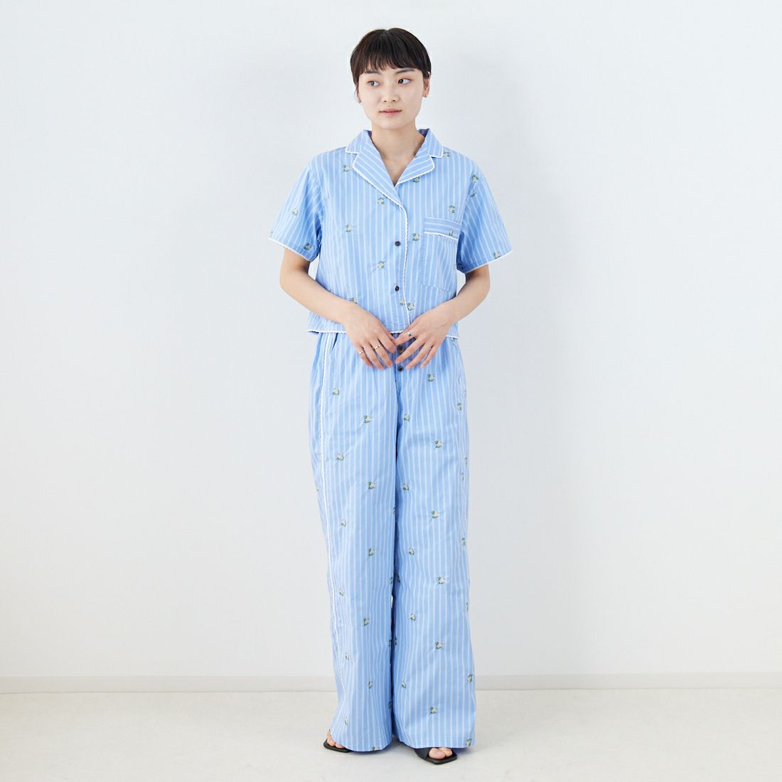 MAISON SPECIAL [メゾンスペシャル] パジャマイージーパンツ [21251465708] BLU &&モデル身長：160cm 着用サイズ：36&&