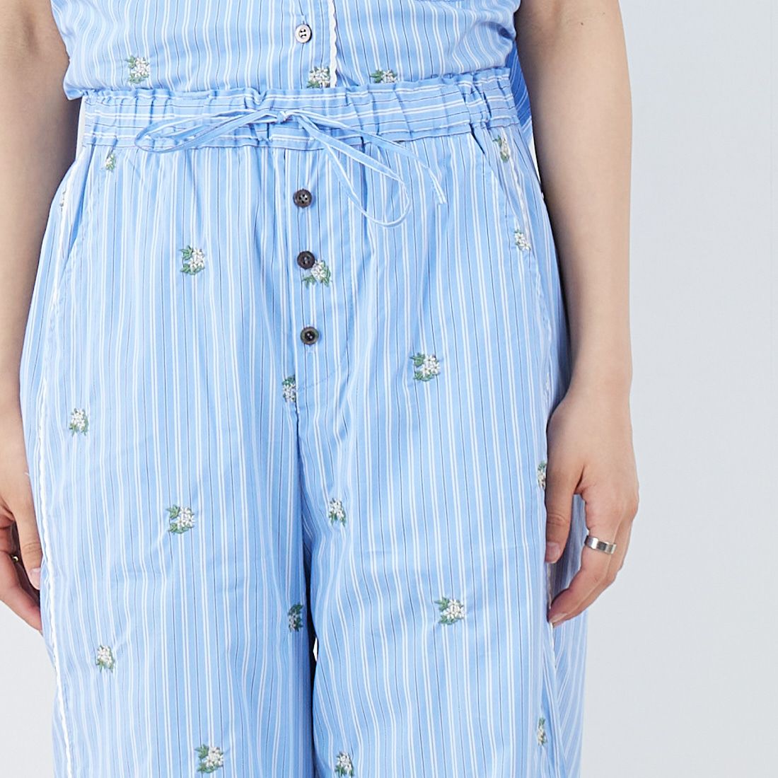MAISON SPECIAL [メゾンスペシャル] パジャマイージーパンツ [21251465708] BLU &&モデル身長：160cm 着用サイズ：36&&