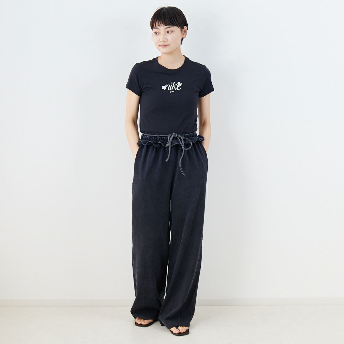 MAISON SPECIAL [メゾンスペシャル] ウエストフリルスウェットパンツ [21251465812] C.GRY &&モデル身長：160cm 着用サイズ：36&&
